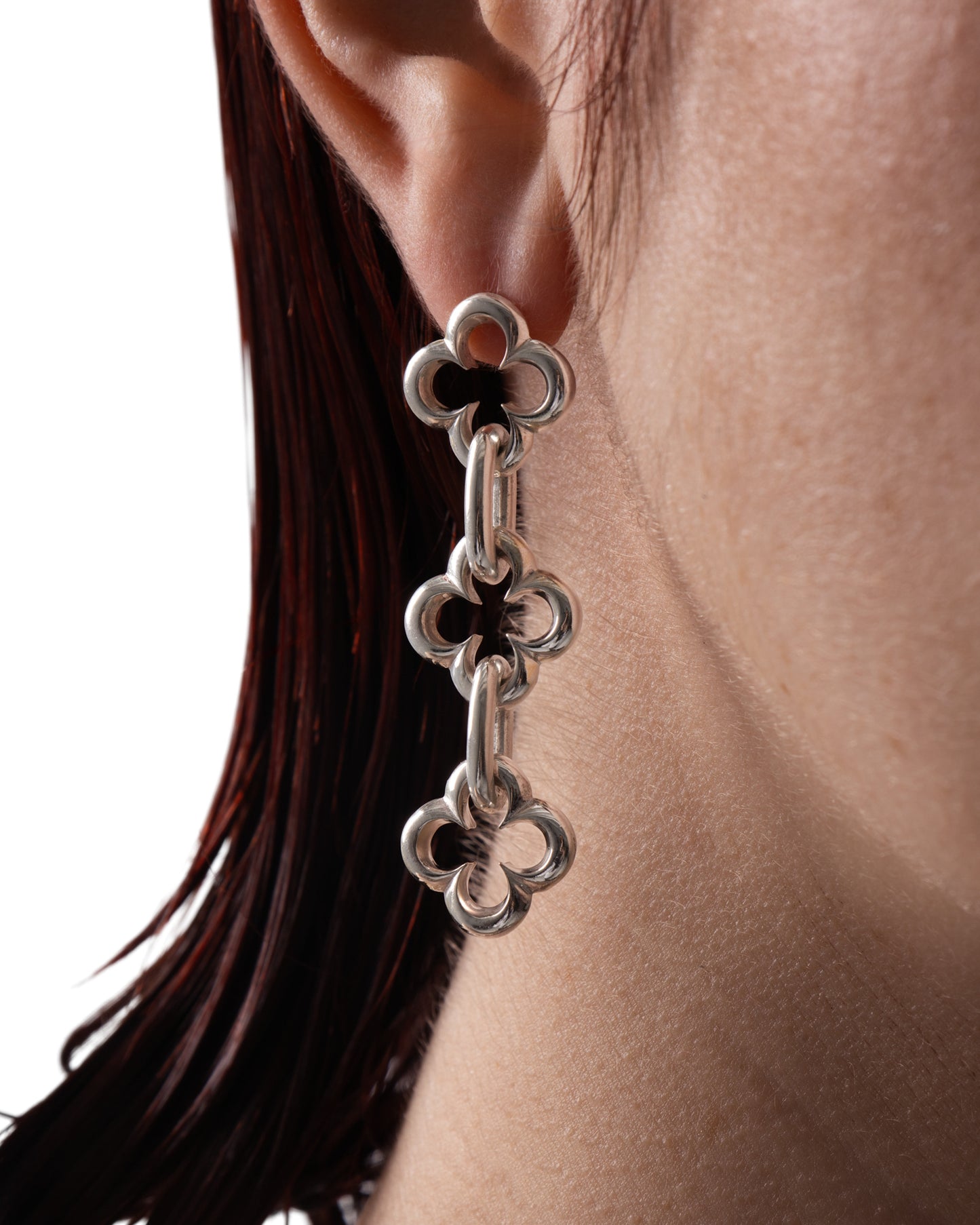 LA FLEUR LONG SILVER EARRINGS