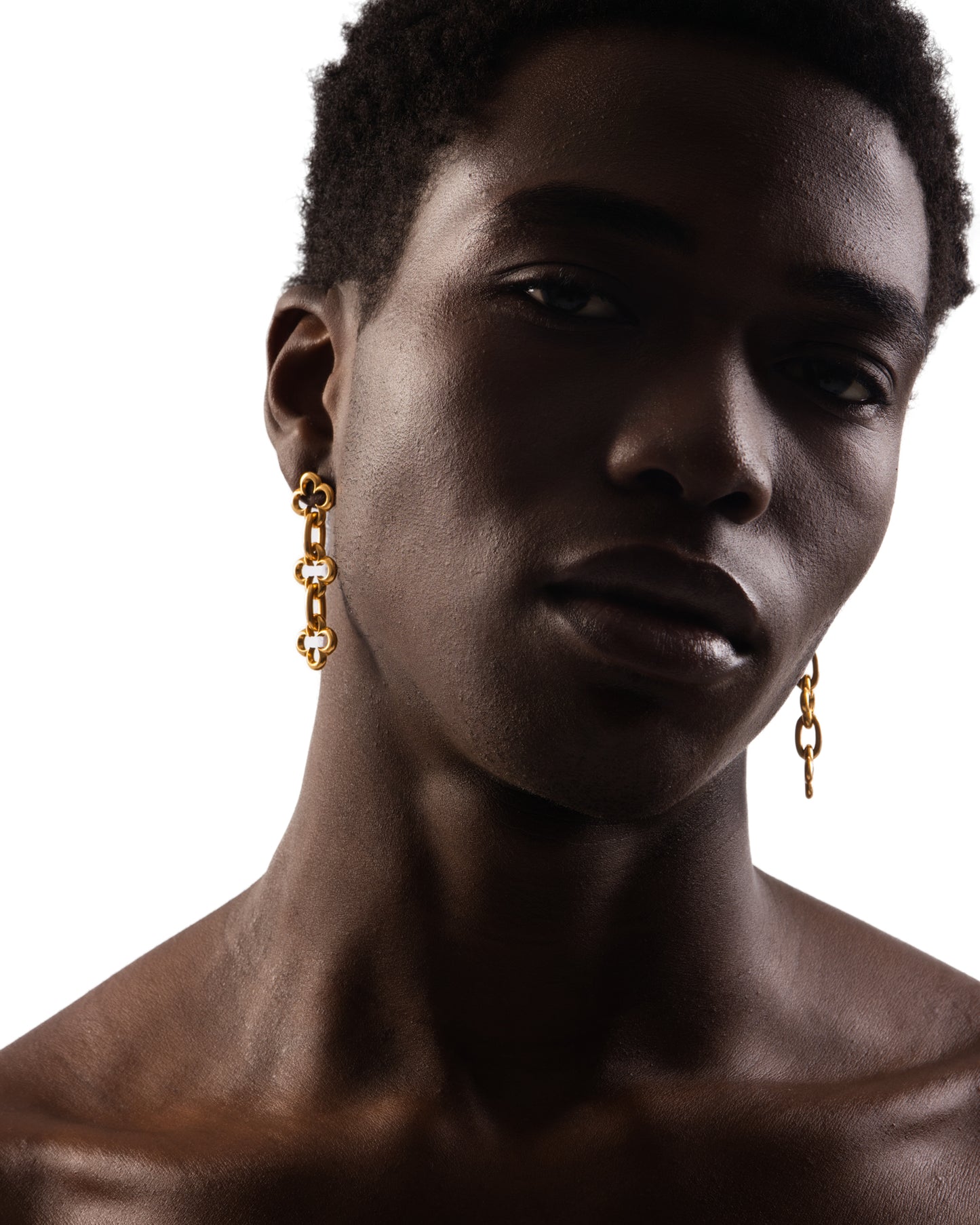 LA FLEUR LONG GOLD PLATED EARRINGS