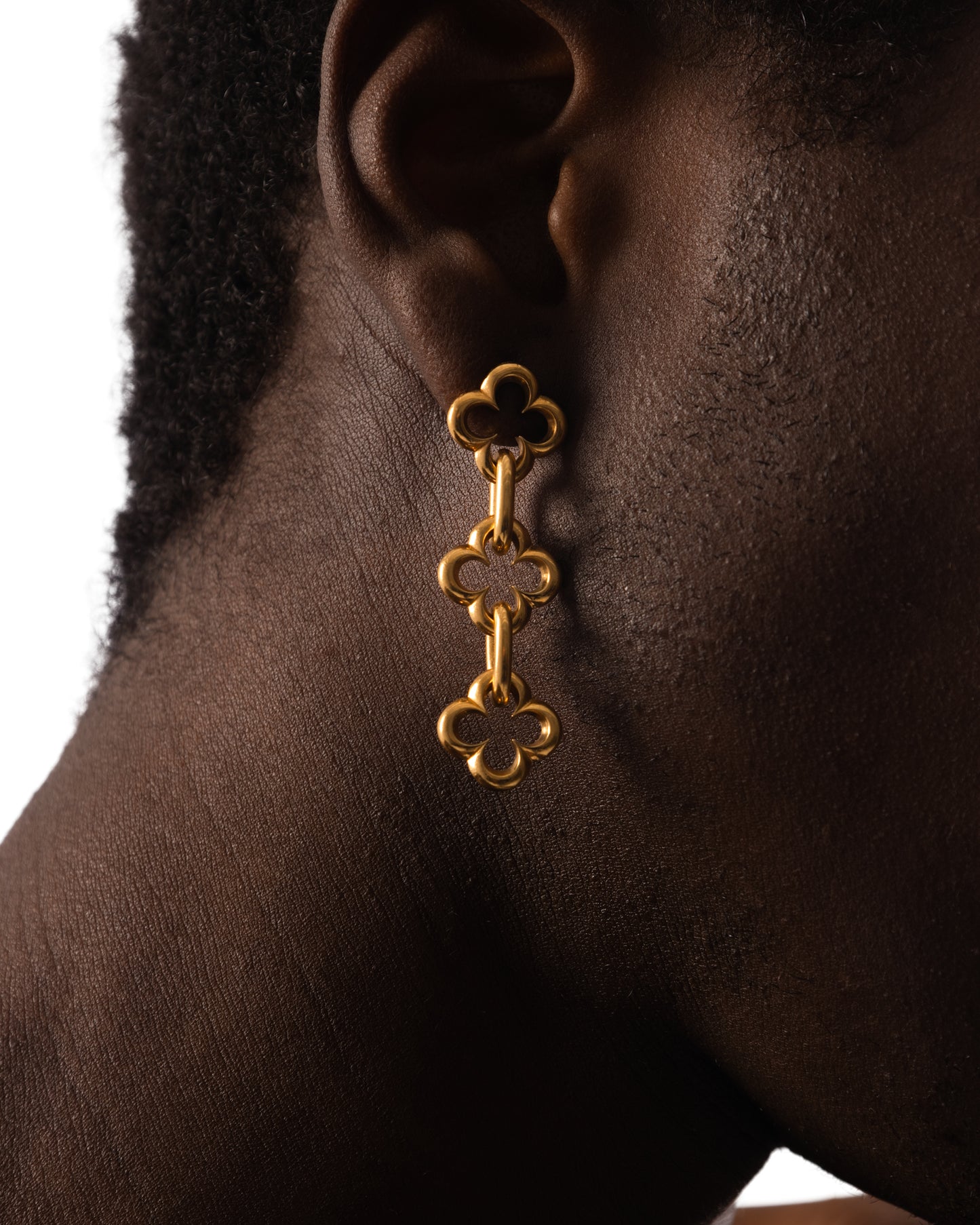 LA FLEUR LONG GOLD PLATED EARRINGS