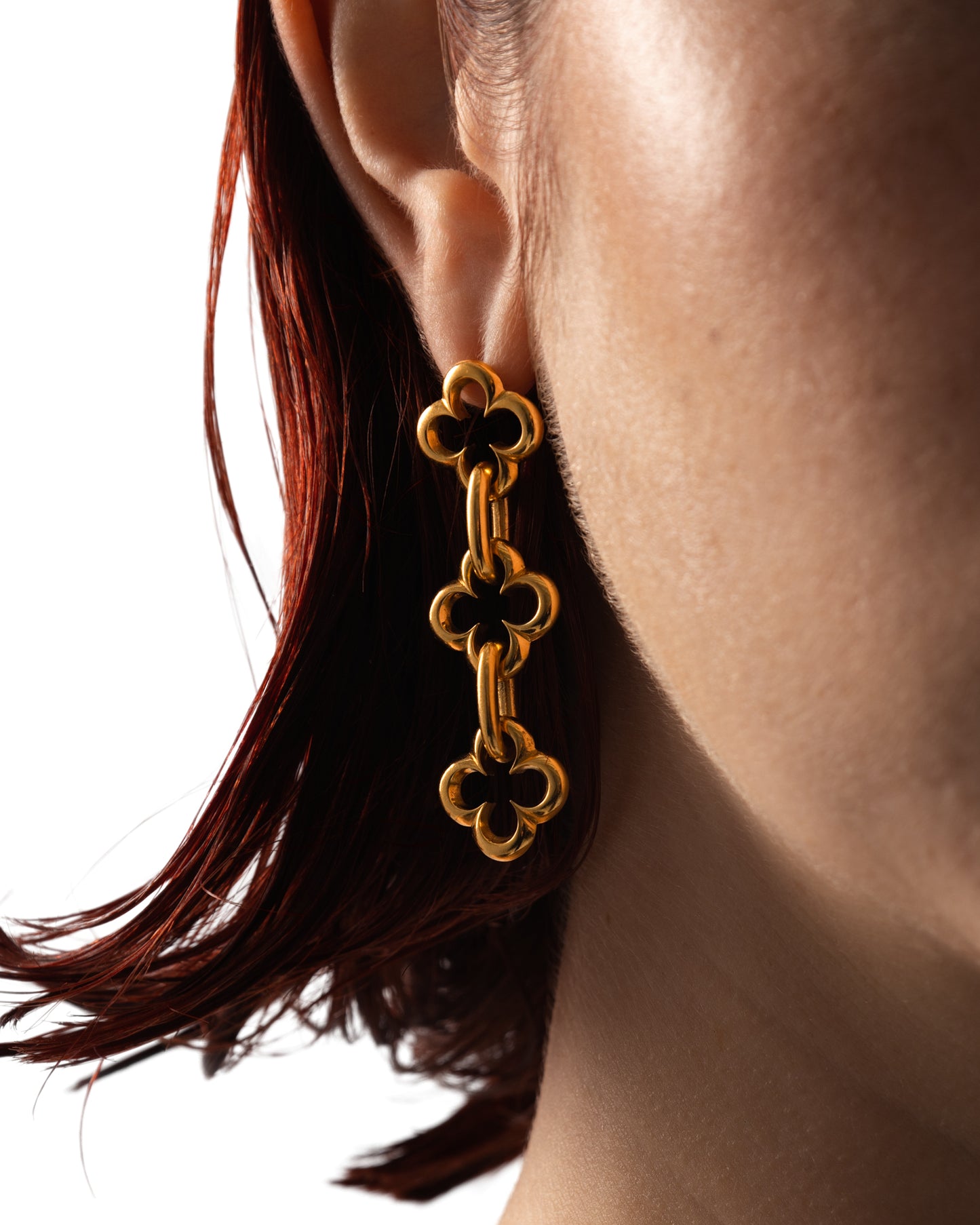 LA FLEUR LONG GOLD PLATED EARRINGS